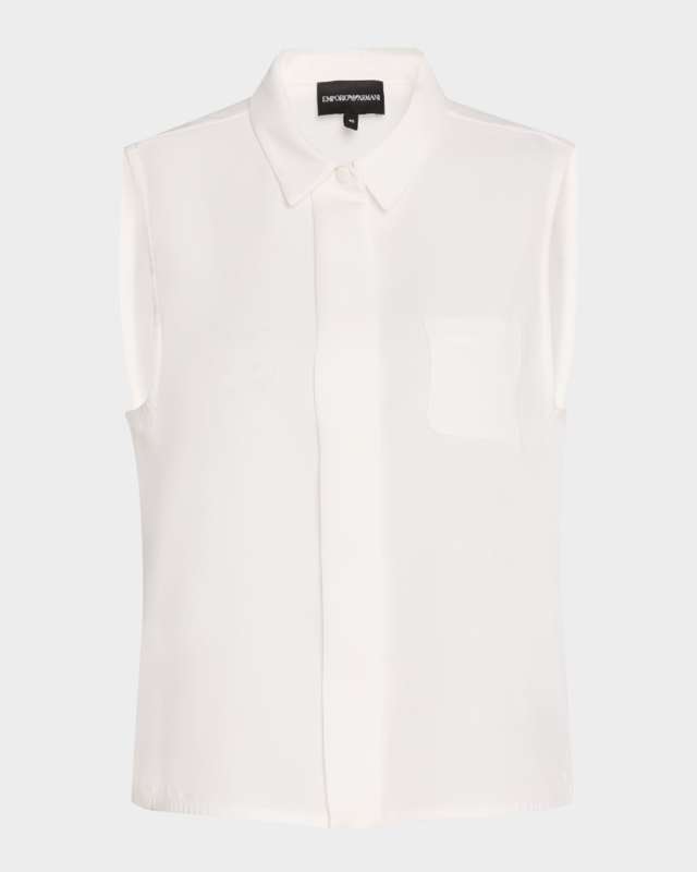 Sleeveless Button-Down Blouse